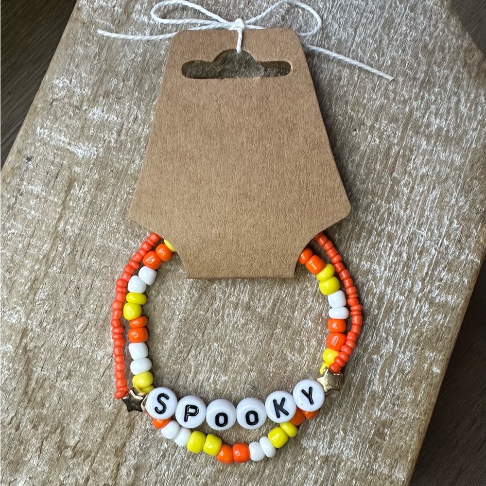 Handmade Beaded Halloween Bracelet set of 2